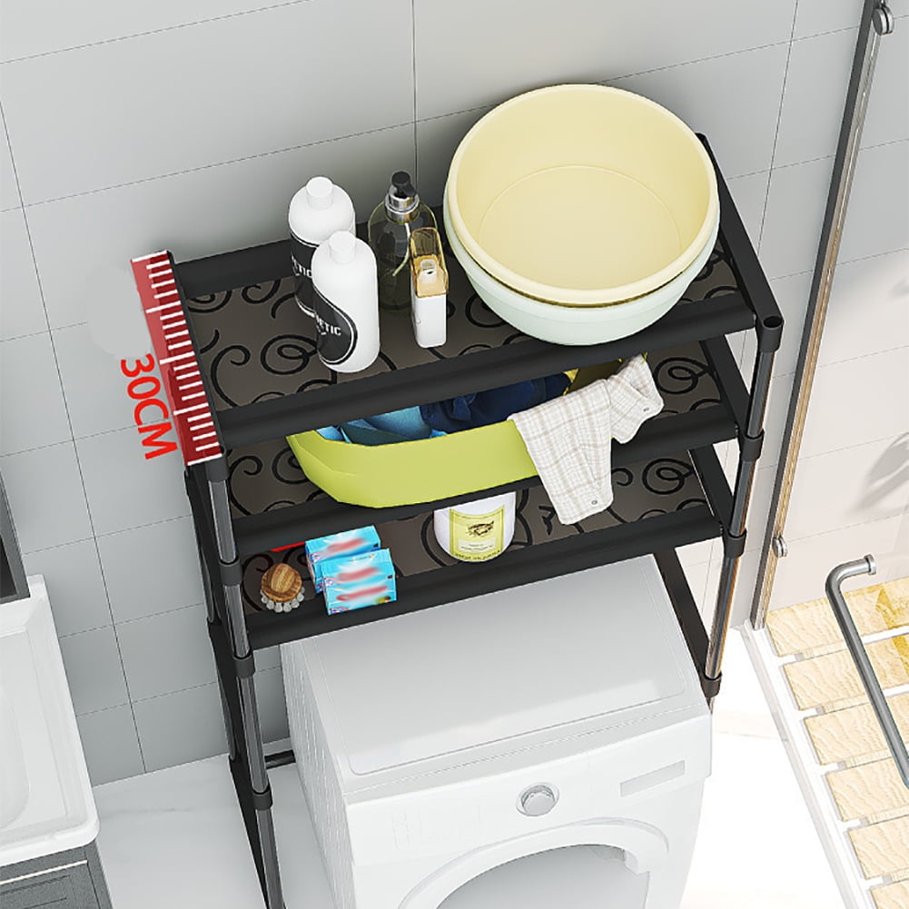 3-Tier Over-The-Toilet Storage Rack - Freestanding Metal Bathroom Shelves w/No-Drill Anti-Tip Kit, Space-Saving Organizer for Bathroom, Laundry, Balcony