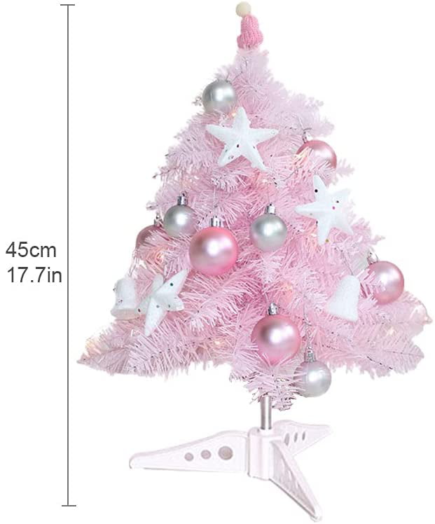 Mini Christmas Tree Pink 45 cm Decorations Silver Table School Desk Office 