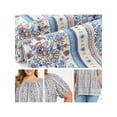 thumbnail image 6 of GRACE & GRANDEUR Women's Plus Size Summer Tops Boho Floral Print Round Neck Casual Blouse Puff Sleeve Vacation Top 1X Royal Blue, 6 of 6