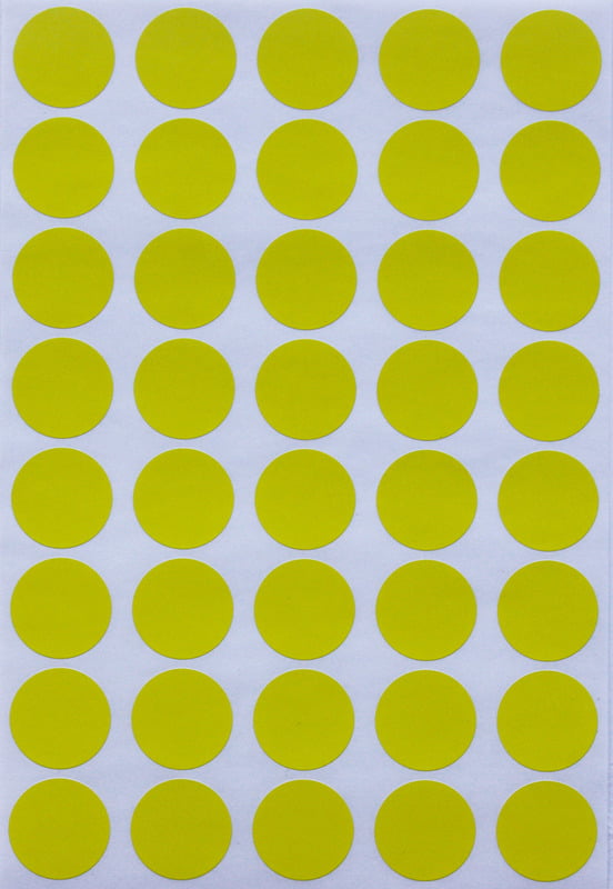 Round Collor Coding Inventory Labels Dots Stickers 6mm YELLOW ADHESIVE 1/4" 