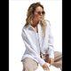 thumbnail image 1 of Camisas de Mujer con Botones, Larga, Algodón, Informales, con Cuello, Corte Holgado. S, 1 of 7