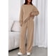 thumbnail image 3 of Conjunto de Mujer PRETTYGARDEN Sudadera Caqui Pantalones de Pierna Ancha XL, 3 of 8