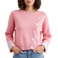 thumbnail image 1 of Fgnfyis Womens Sweaters Asymmetrical Button Pullover Ribbed Knit Soft Comfortable Casual for Fall Winter Fashion Pink, 1 of 4