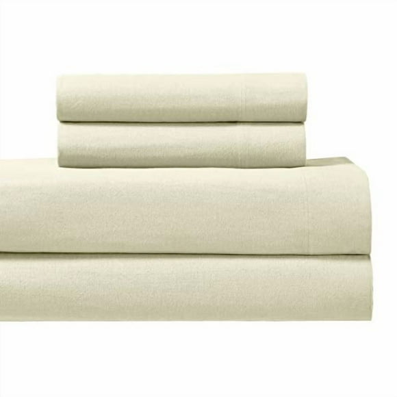 Royal Hotel Bedding Heavy Soft 100% Cotton Flannel Sheets, 4pc Bed Sheet Set, Deep Pocket, Thick, Heavy and Ultra Soft Cotton Flannel, Ivory, Queen