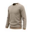 thumbnail image 4 of IAJDKMEK Men's Crewneck Waffle Knit Sweater - Solid Color Long Sleeve Relaxed Fit, Sweaters for Men Casual Ribbed Edge Comfort Style,Khaki L, 4 of 8