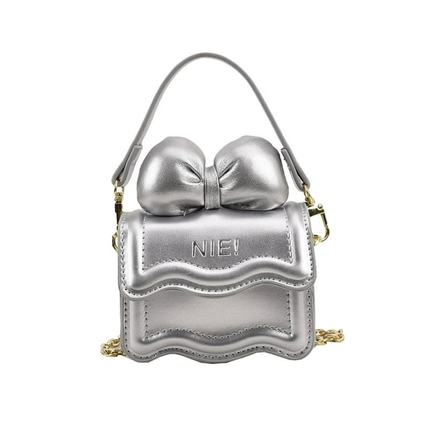 Bolso de Hombro con Solapa Salvador para Mujer Mini Bolso Cruzado Elegante Plata