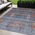 thumbnail image 2 of HomeRoots 625991 5 x 8 ft. Blue & Rust Floral Washable Transitional Indoor & Outdoor Rectangle Area Rug, 2 of 9