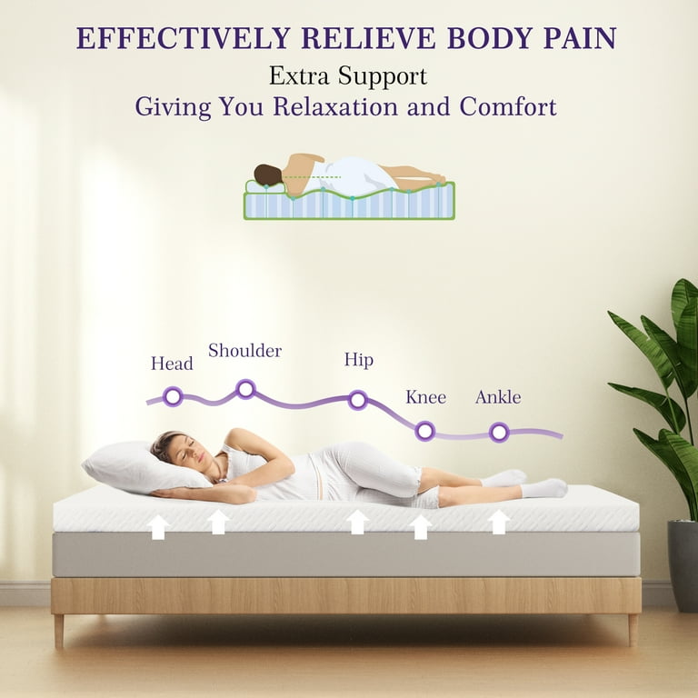 Noicoi 6.6x4.4Ft Memory Foam Mattress Five Size with Removable Washable Bamboo Cover CertiPUR US Size 6.6 x 4.4