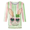 thumbnail image 5 of Alun Easter Graphic Print Casual Loose Fit 3/4 Sleeve T Shirts Womens Soft Breathable Round Neck Top for Happy Easter Celebration Plus Size Soft Comfort Spring Tees 22-Light Green XL, 5 of 5