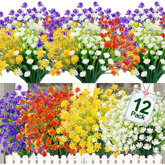 Corn Flower Artificial Flowers for Outdoor UV Resistant Fake Plants, Faux Plastic Flower Artificial Plants for Home Window Box Porch Indoor Cemetery Summer Decor(Mix Colors)