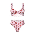 thumbnail image 4 of Daiia Hand Drawn Strawberry Women's Bikini Set Two Piece Swimsuit High Waisted Bikini Adjustable Straps Bikini Perfect for Beach, Pool, and Summer Vacation-Large, 4 of 9