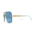 thumbnail image 3 of Urbane Slick Rimless Flat Top Racer Shield Baller Sunglasses Gold White Teal Mirror, 3 of 4