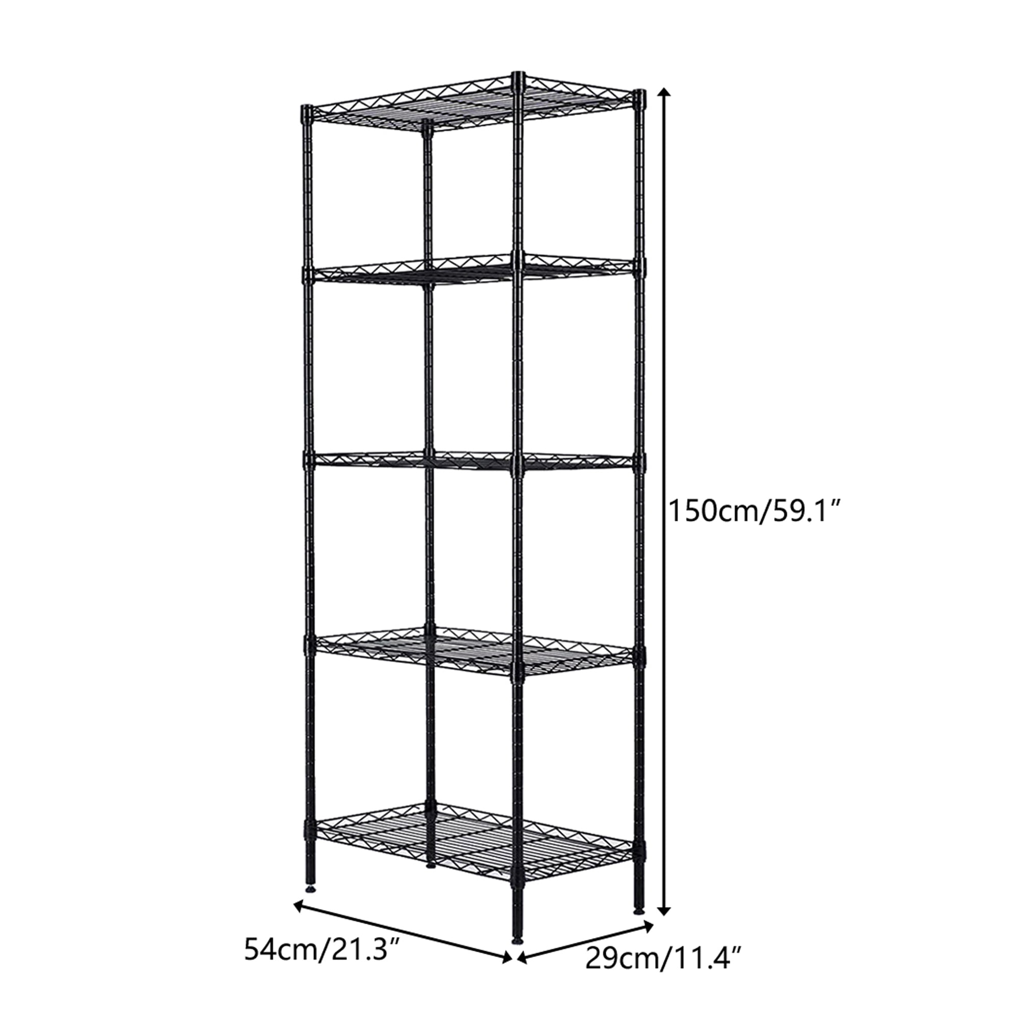YYAo 5 Tier Wire Shelving, 59.06" Metal Display Shelf for Kitchen, Adjustable Black Plant Shelf Rack YYAo 5 Tier Wire Shelving, 59.06" Metal Display Shelf for Kitchen, Adjustable Black Plant Shelf Rack