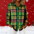 thumbnail image 6 of Womens Plaid Button Up Shirts Long Sleeve Lapel Collar Blouses Checkered Loose Casual Holiday Christmas Outfits (XL, Green), 6 of 6