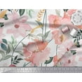 thumbnail image 1 of Soimoi White Rayon Fabric Leaves & Magnolia Floral Print Fabric by the Yard 42 Inch Wide, 1 of 3