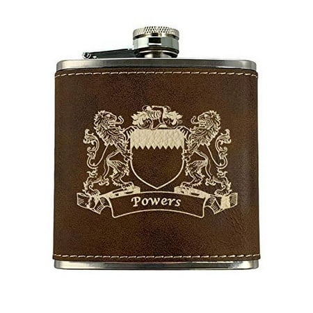 

Powers Irish Coat of Arms Leather Flask - Rustic Brown