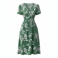 thumbnail image 6 of QSAWXQZ Women's Floral Wrap Midi Dress Short Sleeve V Neck A Line Sundress Vacation Outfit Casual for Summer 2XL, 6 of 6
