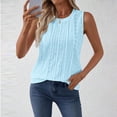 thumbnail image 6 of DeHolifer Womens Tank Tops Sleeveless Crewmeck Shirts Summer Loose Camisole Top Pleated Front Shirt Vacation Blouse Light Blue L, 6 of 8