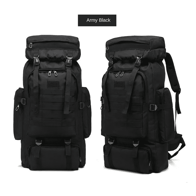 Mochila Táctica Militar 70L Campismo Negra Malu1793