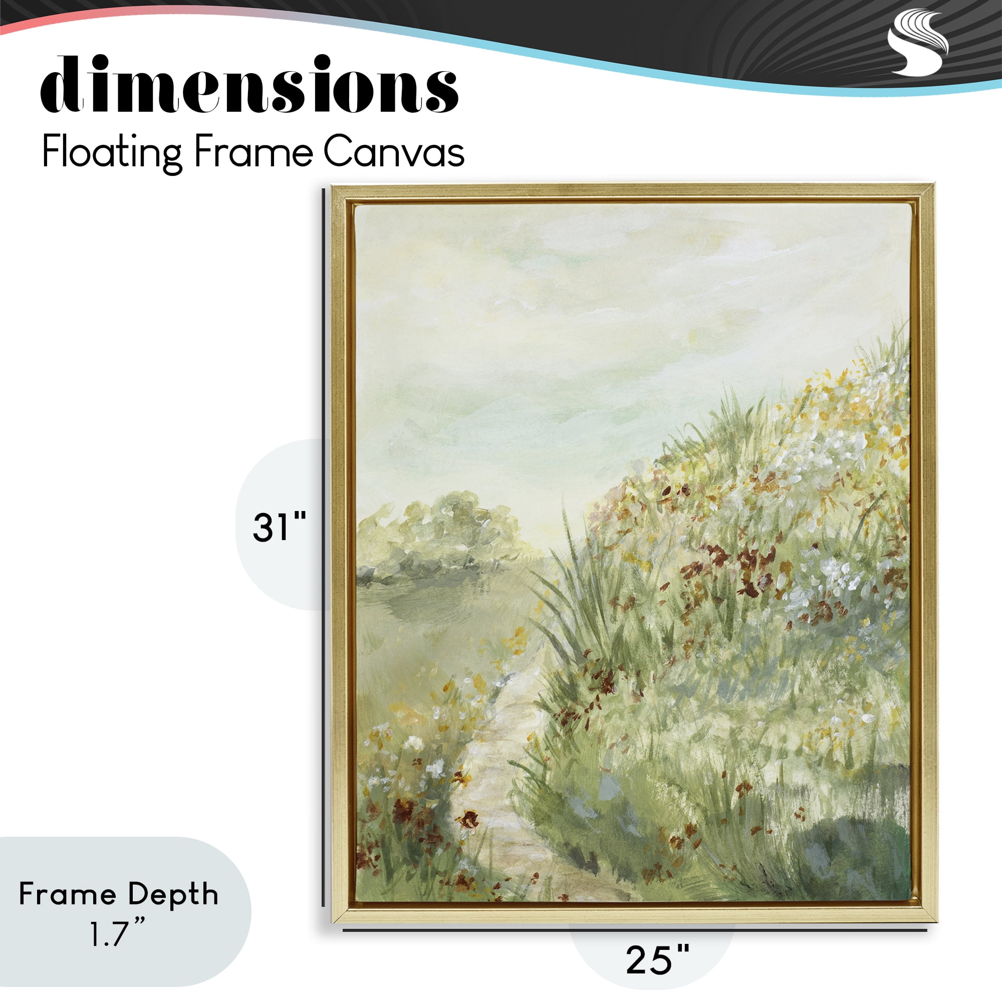 Stupell Industries Hilltop Blooms & Winding Trail Gold Framed Floater Canvas Wall Art, design by Lanie Loreth