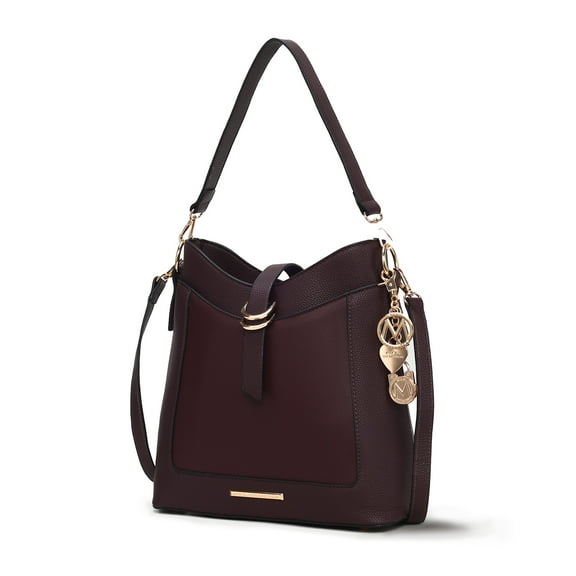 MKF Collection Geneva Shoulder Bag Stylish Vegan Leather Women’s Handbag, Crossbody Bag, and Purse by Mia K.-Chocolate