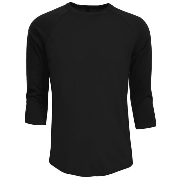 J. METHOD Men's 3/4 Sleeve Baseball Crewneck Tshirt Top Raglan Jersey T Shirt NEMT06 BLK/BLK L