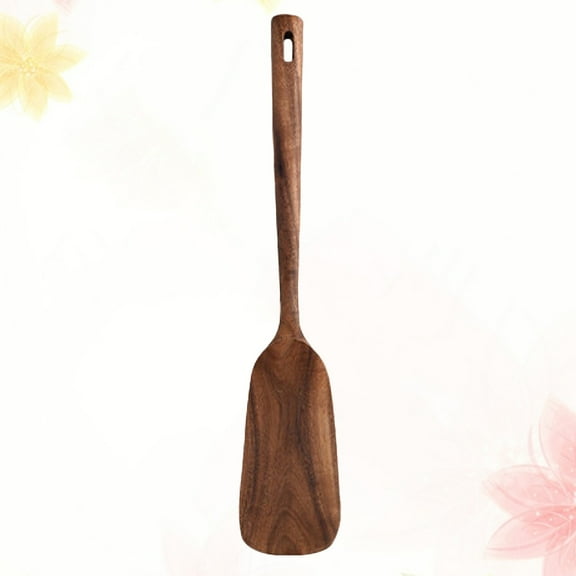 FRCOLOR Elegant Wood Cook Shovel for Cooking with Long Handle and Hanging Hole, Safe Plastic Kitchen Utensil in Coffee Color