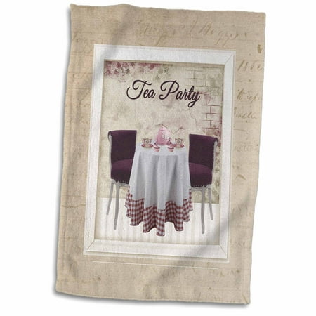 3drose Tea Party Table Chairs Teapot And Teacups In Room Red And Pink Towel 15 By 22 Inch