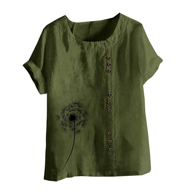 Birdeem Mode Femmes Été T-Shirt Imprimé Ample Col Rond Manches Courtes Blouse Décontractée