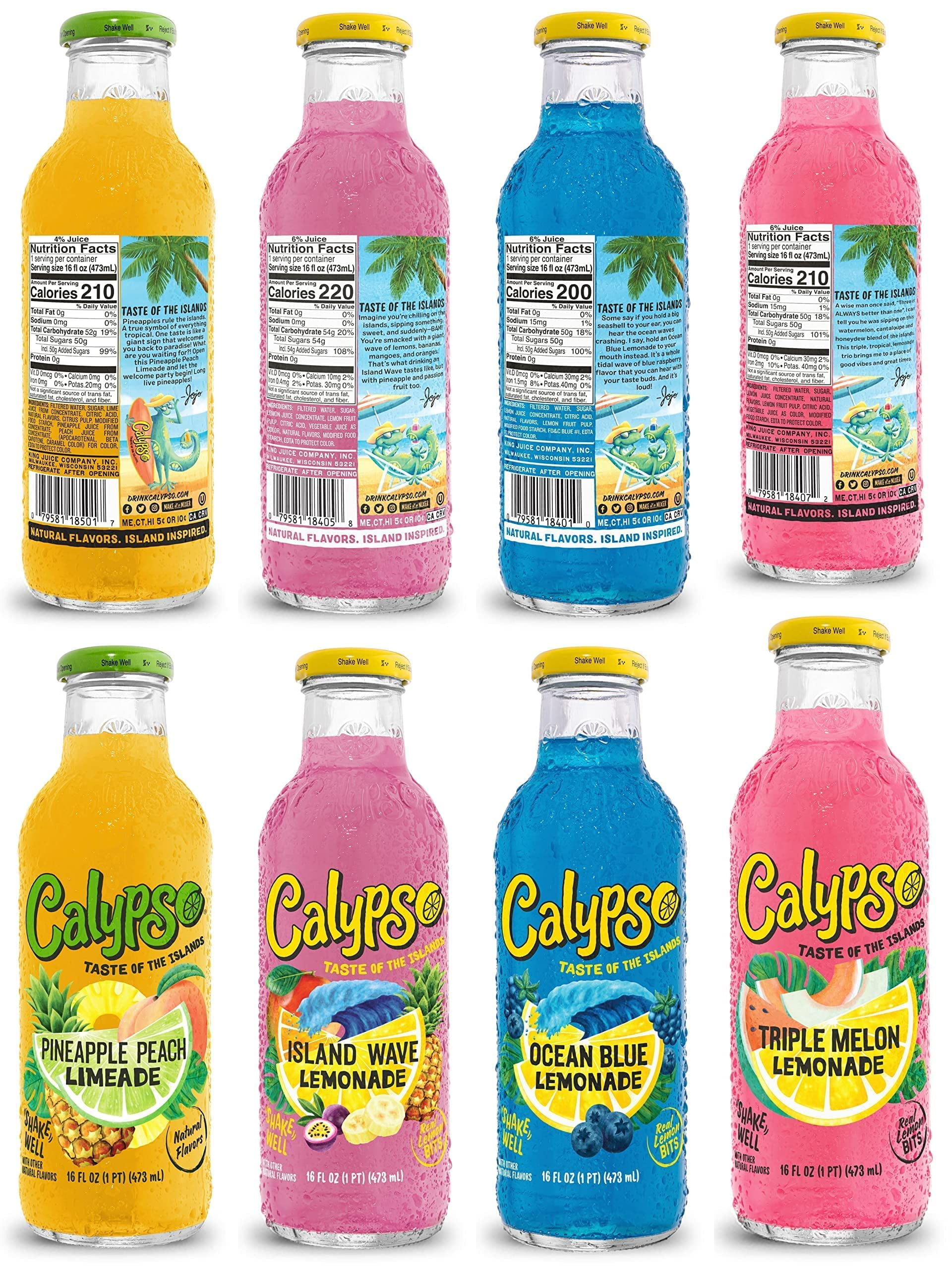 Calypso Lemonades CM31 Made with Real Fruit and Natural Flavors | 8 Flavor Variety,16 Fl Oz (Pack of 8)