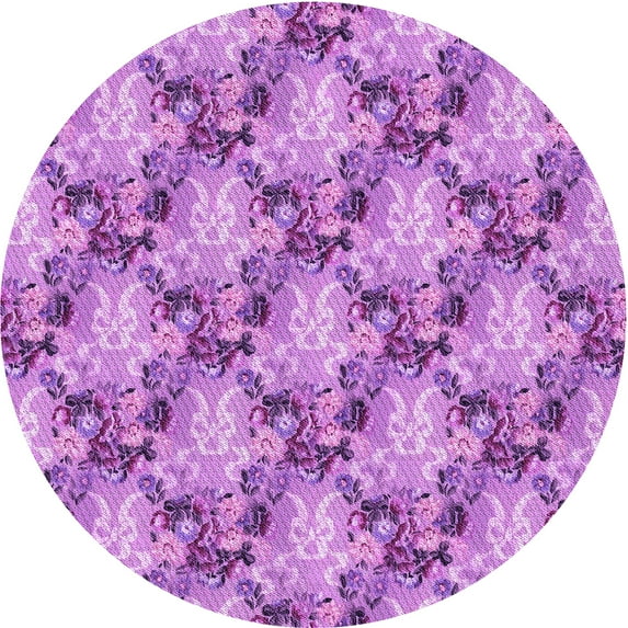 Ahgly Company Indoor Round Patterned Violet Purple Area Rugs, 5' Round