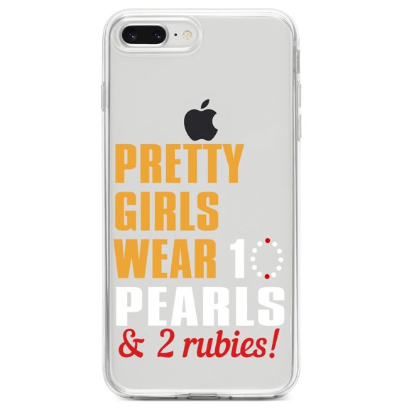 DistinctInk Clear Shockproof Hybrid Case for iPhone 7 PLUS / 8 PLUS (5.5" Screen) TPU Bumper Acrylic Back Tempered Glass Screen Protector - Pretty Girls Wear 10 Pearls 2 Rubies