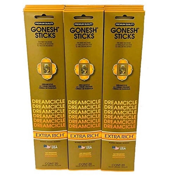 Gonesh Extra Rich Incense Sticks Dreamcicle 12 Packs of 20 (240 Count)