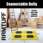 Ramtuff 4 Pack Stackable Storage Container and 4 Pack Connectable Moving Dolly