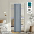 thumbnail image 2 of Accordion Style Magnetic Folding Door Curtains for Doorways/Closet, Room Divider Pleated Drapes with Hooks for Interior Living Room/Bedroom/Open Closet, Blue, W39 x L78 inches, 1 Panel, 2 of 14