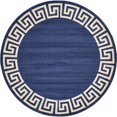 thumbnail image 1 of Unique Loom Athens Border Design Area Rug Round 8' x 8' Navy Blue/Beige, 1 of 4