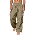 thumbnail image 3 of YABCSAZ Mens Cargo Pants Quick Dry Multi Pocket Drawstring Elastic Waist Outdoor Hiking Joggers, 3 of 8