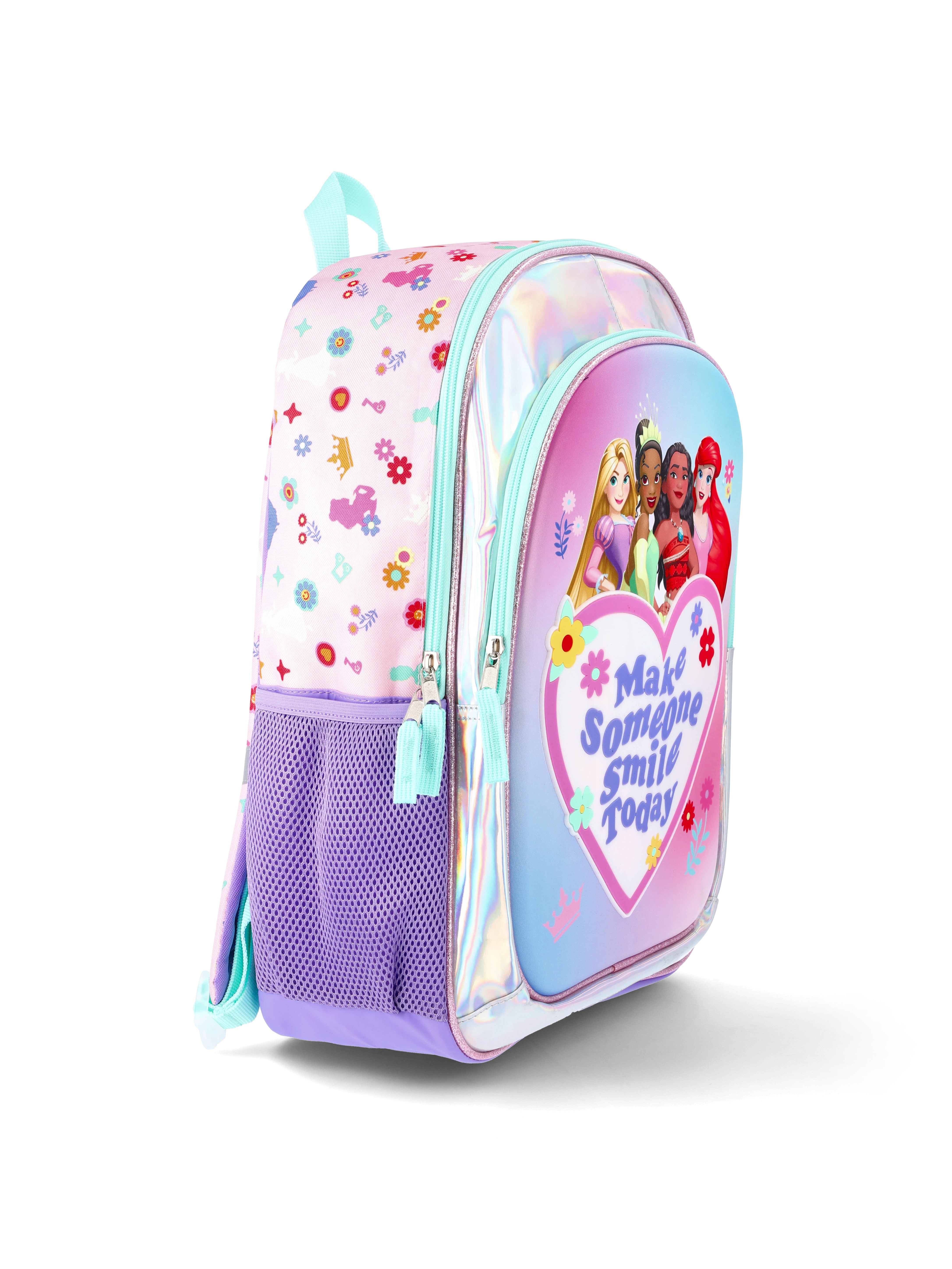 Disney Princess Girls' Light Up Single Backpack, Light Pink