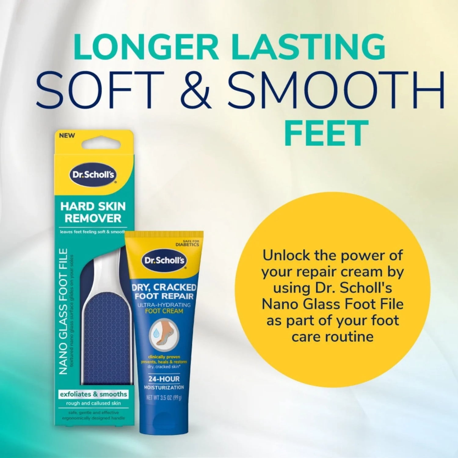 Dr. Scholl's Hard Skin Remover Nano Glass Foot File Foot Callus Remover for Soft Smooth Feet