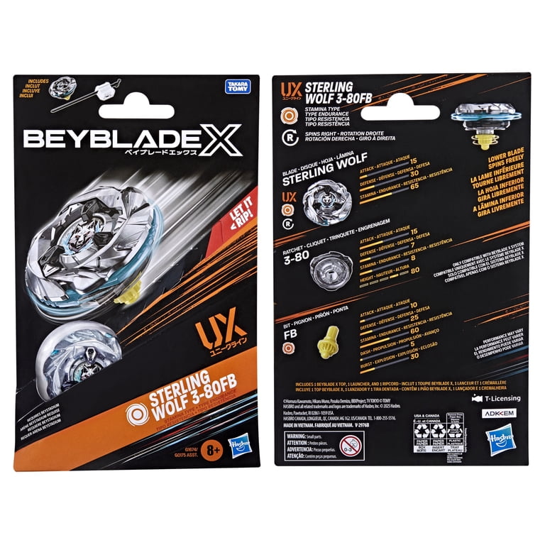 Beyblade, Beyblade X Starter Pack, Sterling Wolf 3-80FB UX