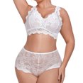 thumbnail image 6 of Bjutir Plus Size Sexy Lingerie Set For Women V Neck High Waist Floral Lace Bra With Panty 2 Piece Set Underwire Set White, 6 of 8