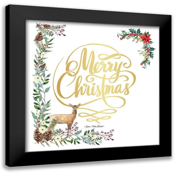 Seven Trees Design 12x12 Black Modern Framed Museum Art Print Titled - Forest Merry Christmas