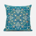 thumbnail image 5 of Amrita Sen Designs  26 x 26 in. Paisley Leaf Geo Duo Broadcloth Indoor & Outdoor Zippered Pillow - Aqua & Gold, 5 of 6