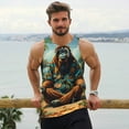 thumbnail image 6 of KLL Forest Meditating Gorilla Print Men's Muscle Gym Workout Stringer Tank Tops Bodybuilding Fitness T-Shirts Tank Tops Men-Large, 6 of 7