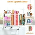 thumbnail image 4 of Home Gym Storage, 3 Tiers Workout Equipment Organizer with Wheels for Yoga Mats, Foam Roller, Dumbbells, Kettlebells, and Resistance Bands, 4 of 14