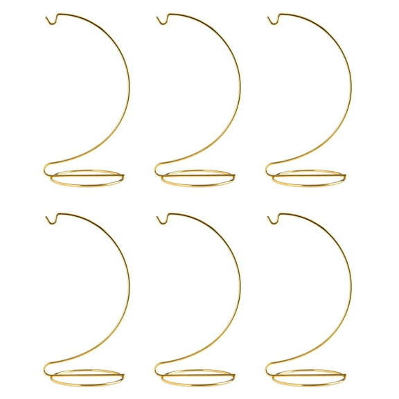 Creative Hobbies Ornament Display Stand Hanger Holder - 8 Inch Tall Gold ~Pack of 6 Stands