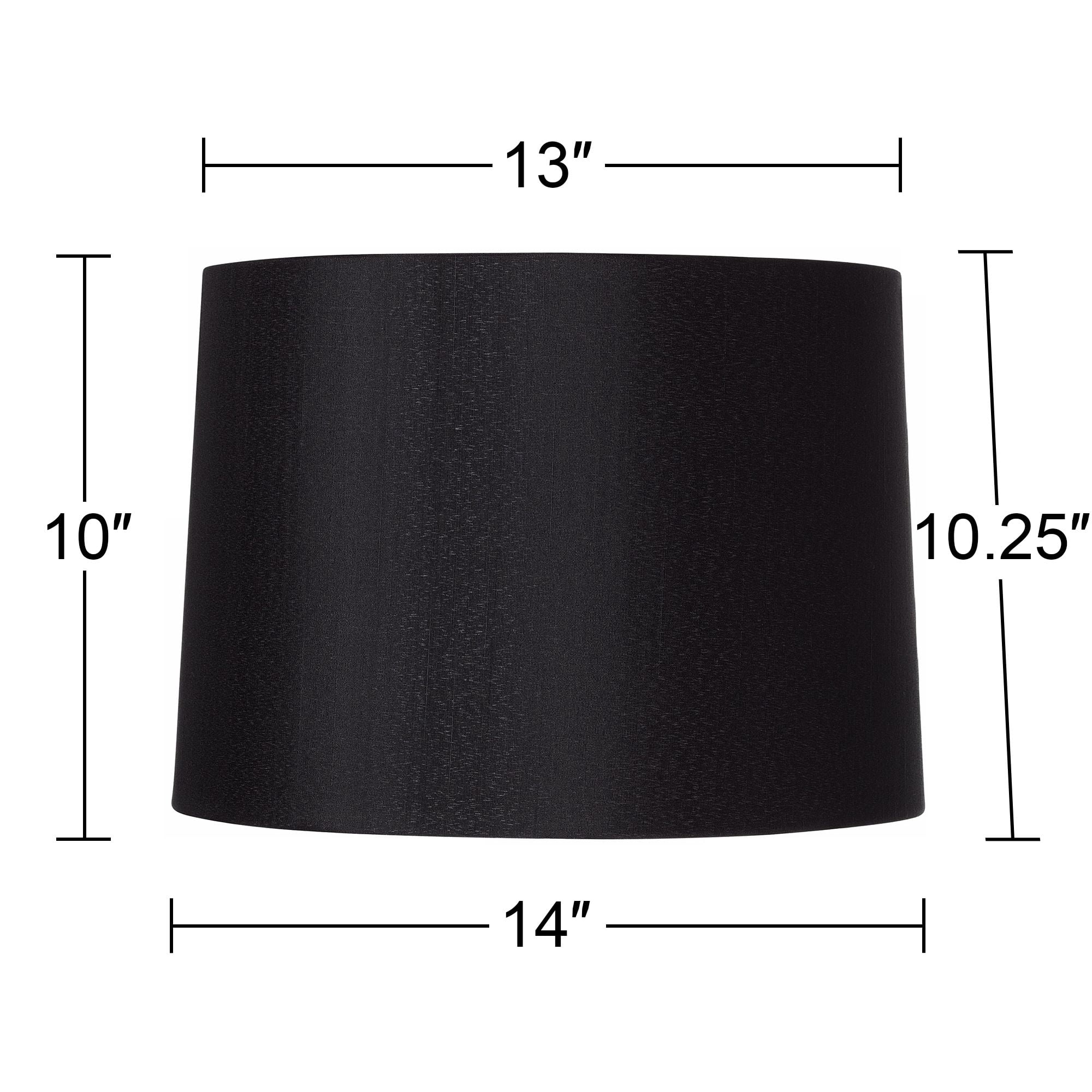 Springcrest Set of 2 Black Medium Hardback Tapered Drum Lamp Shades 13" Top x 14" Bottom x 10.25" High (Spider) Replacement with Harp and Finial