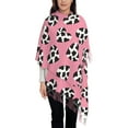 thumbnail image 3 of Lsque heart with cow Pattern Women's Traditional Scarf Wrap Tassel Shawl Fringes Neck Head Shawl Retro Scarf, 3 of 8