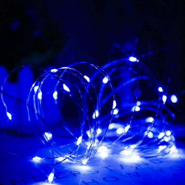 Guirlande lumineuse LED bleue à piles 50 micro LED Guirlandes