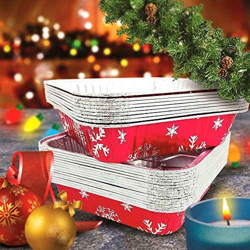 Pactogo Red Holiday Christmas Square Cake Aluminum Foil Pan w/Clear Dome  Lid Disposable Baking Tins (Pack of 50 Sets) 